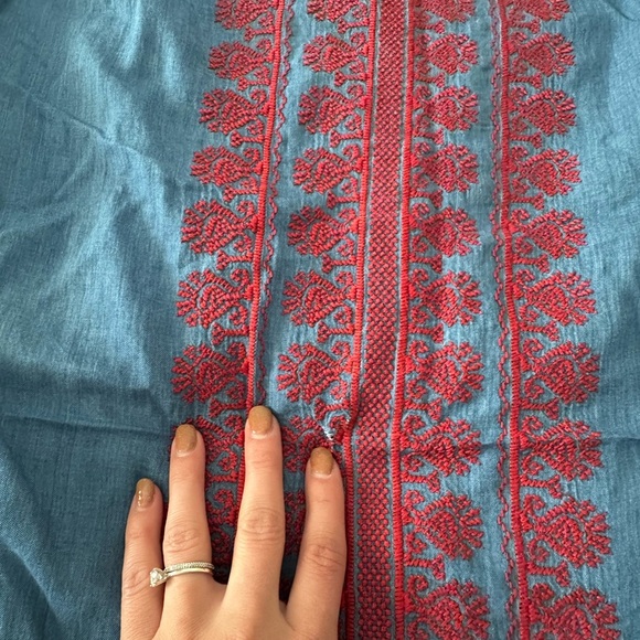 Madewell (as seen in VOGUE) Elegant Blue and Red Women's Dress - Picture 9 of 9